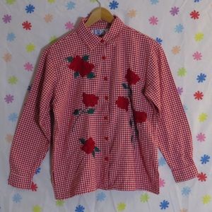 80’s Vintage Red Rose Embroidered Too by BFA Classics